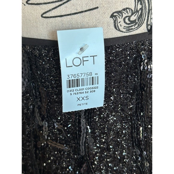 Women's Loft Black Sequined Tank Top Size XXS NWT New Year's Eve Party Club - Picture 4 of 4
